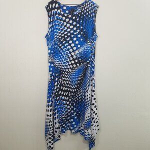 NWT Ashley Stewart Tone Dot Print Sleeveless Asymmetrical Dress Size 26/28